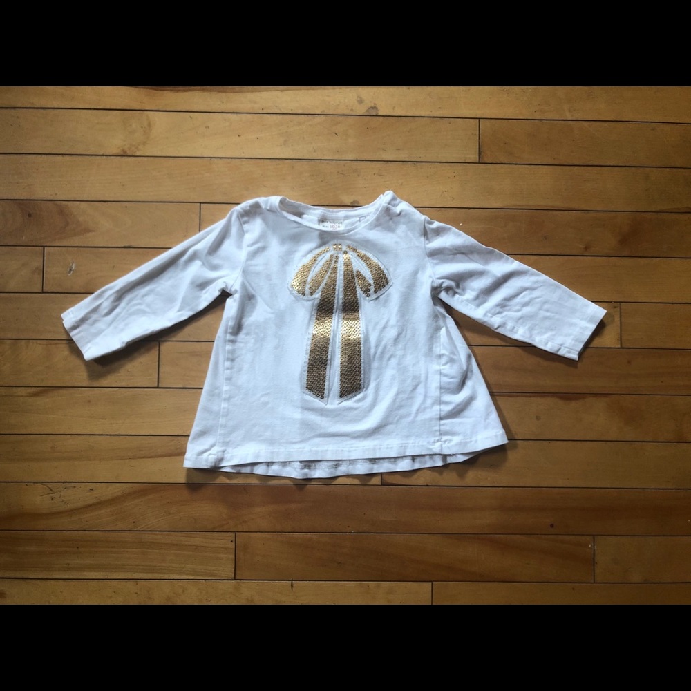 Zara gold sequin bow top